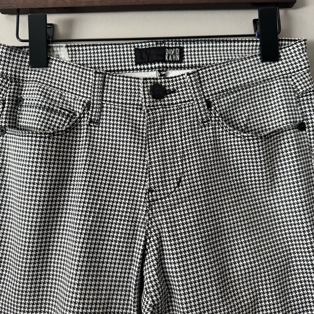 DAVID KAHN NIKKI ANKLE BLACK & WHITE HOUNDSTOOTH PANTS SIZE 28 - Picture 3 of 7
